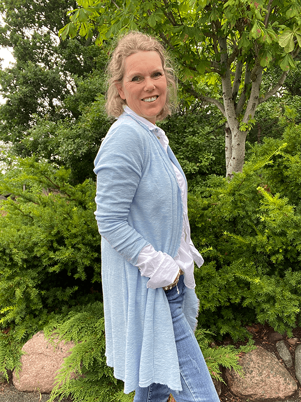 8003 Cardigan, Sky Blue Melange, Merino