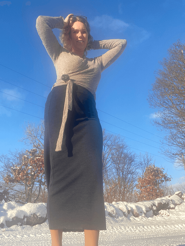 5005 Skjørt Lang, Midnight Blue Melange, Merino