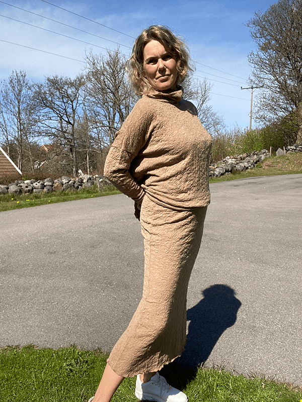 5503 Skjørt, Light Camel Melange, Bubble Wool