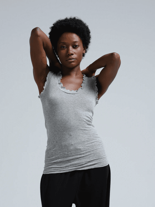 Hovedbilde Flounce Tank Top, Bomull, Grey Melange