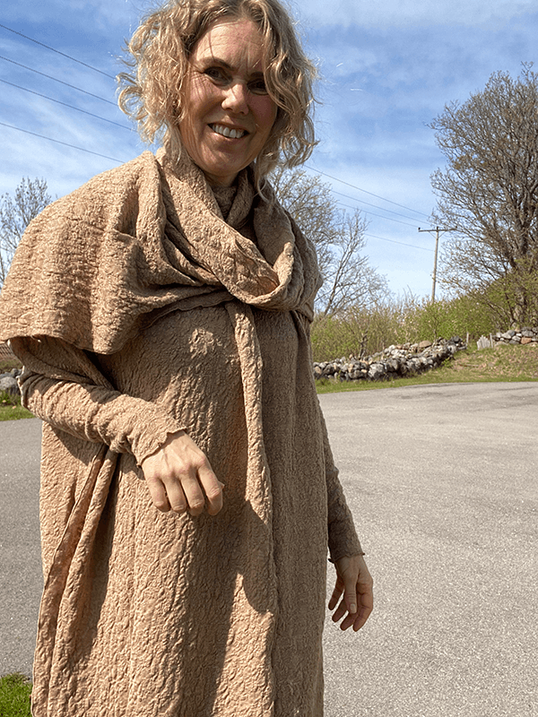1503 Skjerf 58x200cm, Light Camel Melange, Bubble Wool