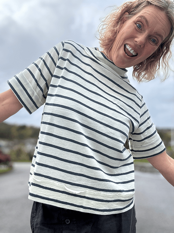 4070 T-Skjorte Raw Edges, Raw White / Asphalt, Merino