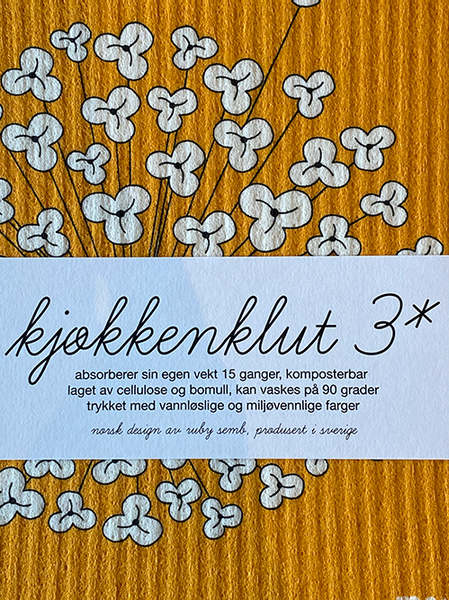 Bilde av Kjøkkenklut Blomst, Okergul, 3 pk