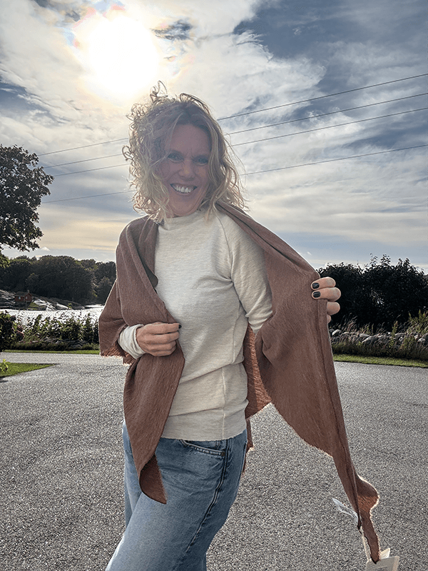 1063 Sjal Curling, Camel Melange, Merino