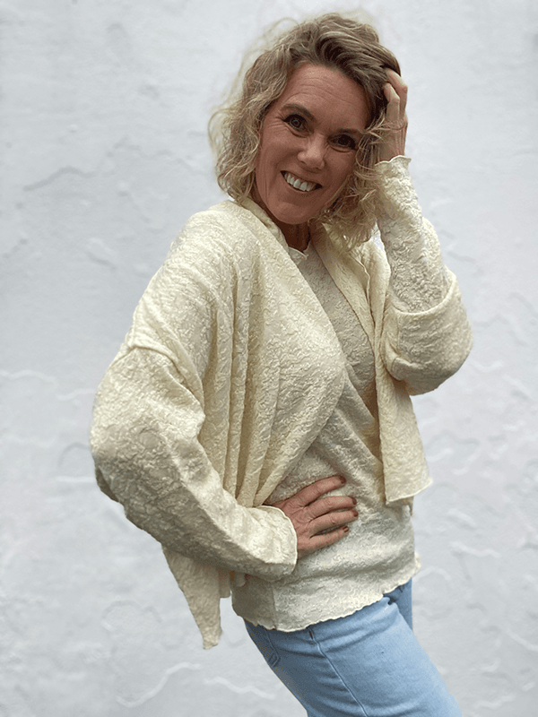 8503 Cardigan, Raw White, Bubble Wool