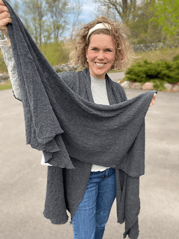 1503 Skjerf 58x200cm, Anthrasite Melange, Bubble Wool