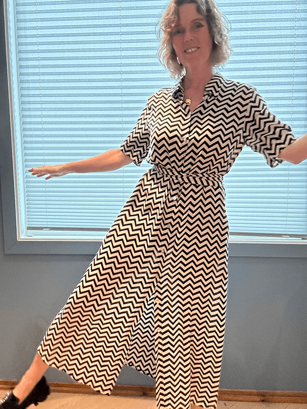 Lucca Kjole Zig Zag, Black / White, Rayon