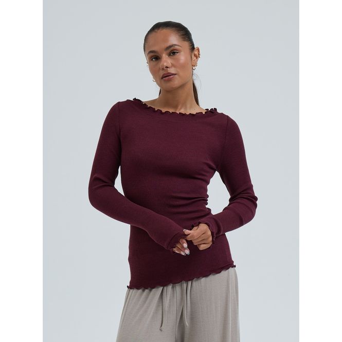 Hovedbilde Wooly Boat Neck, WineYard, Merino / Silke