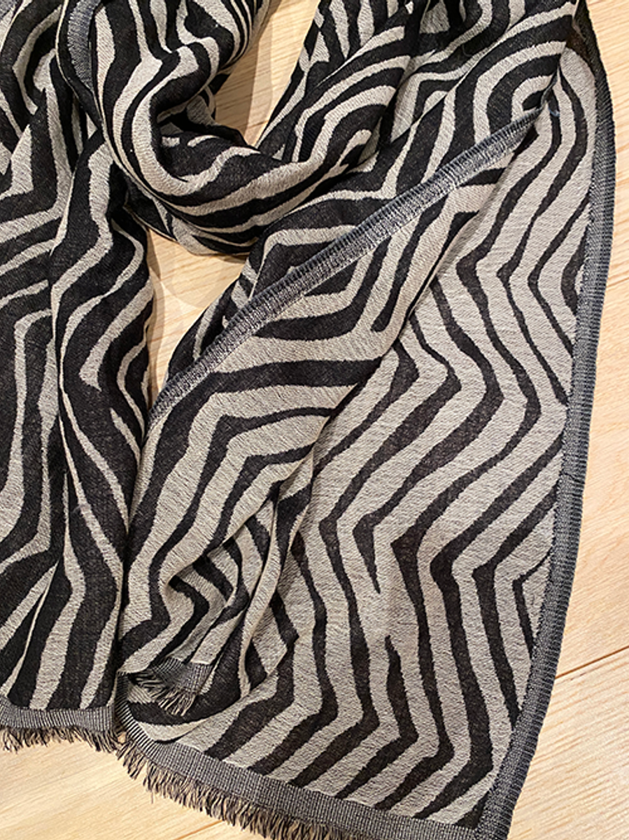 Ariella Skjerf, Ull Bomull, Black / Beige