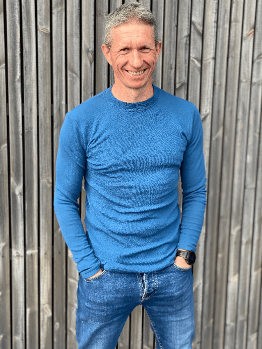 4030 Genser R, Merino, Denim Blue