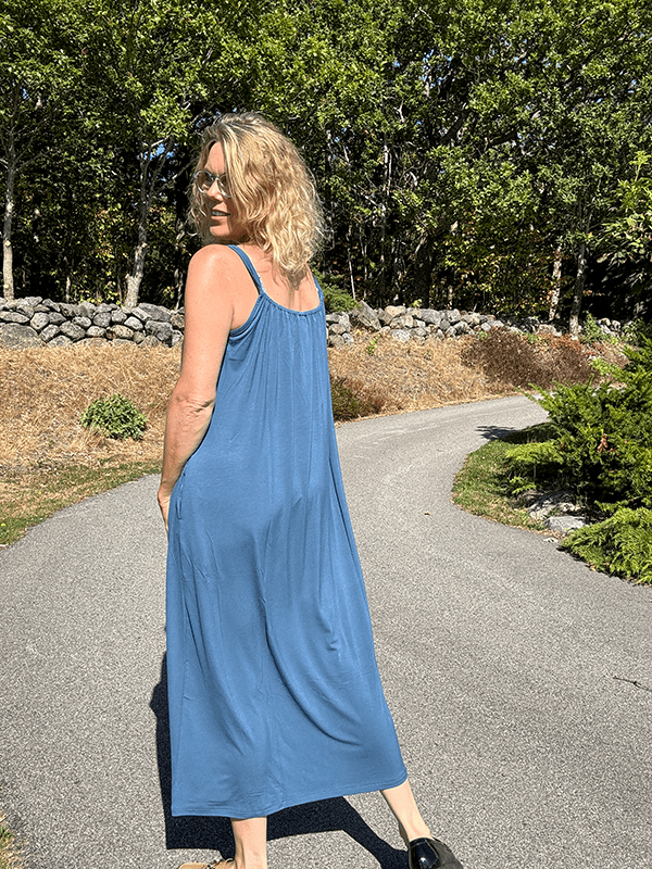 7622 Strap Dress, Denim Blue, Bamboo