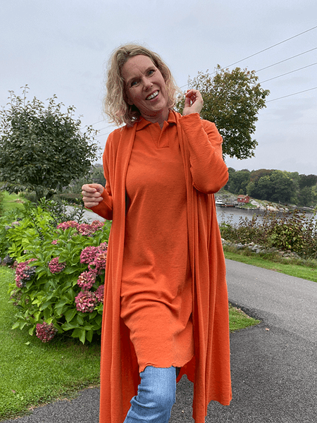 Bilde av 7038 Polo-GenserKjole, Merino, Soft Orange