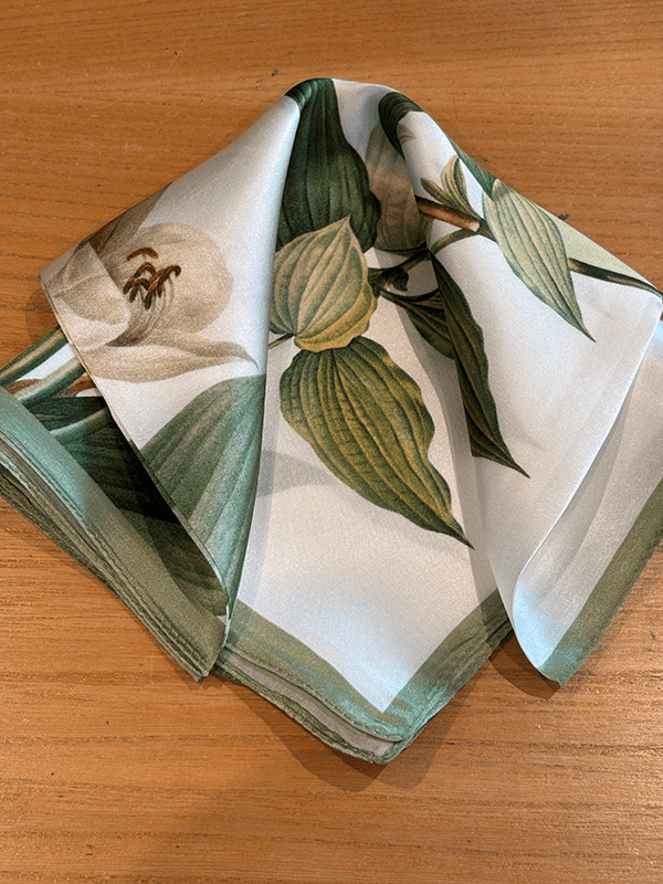 Silkeskjerf 53cm, Lilja, Grønn / Creme
