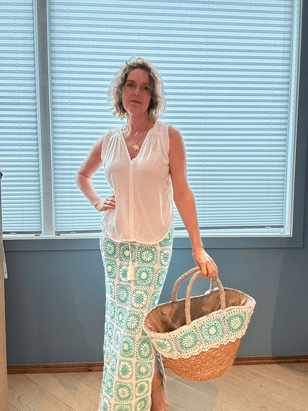 Fiji Skjørt, Ivory / Azure, Heklet