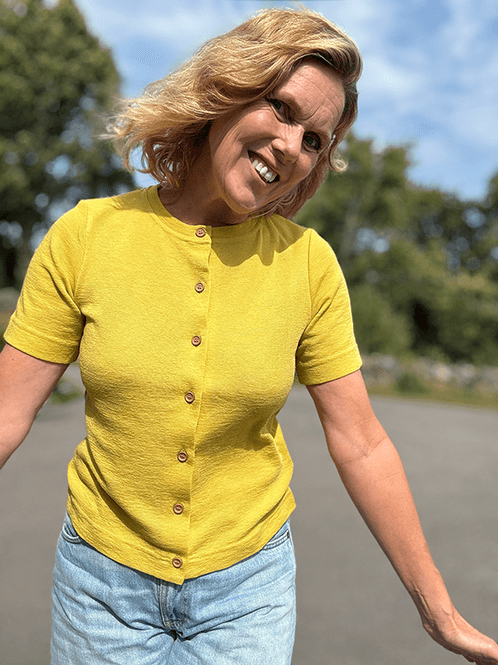 Hovedbilde 8032 Cardigan Kort Erm, Lemon Curry, Merino