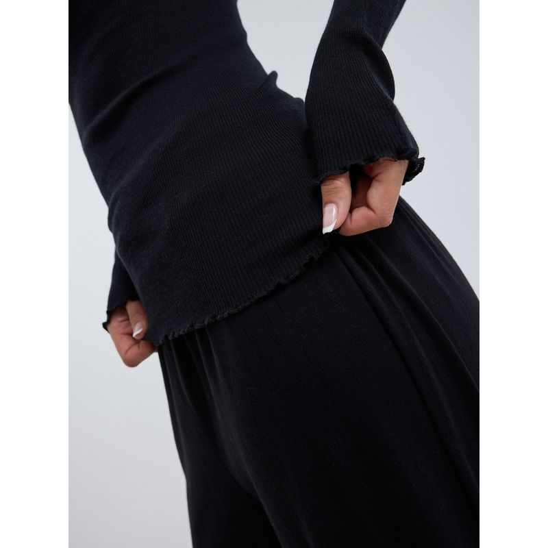 Wooly T-Genser, Black, Merino / Silke
