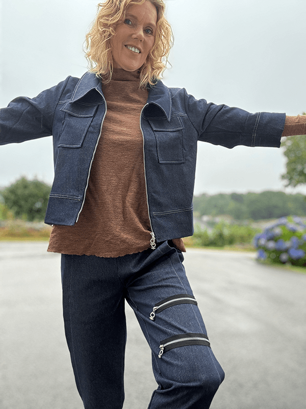 4166 Bukse Stretch, Smal, Blue, Bomull