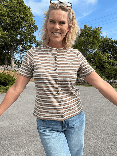 Hovedbilde 8032 Cardigan Kort Erm, Light Camel / Asphalt / ...