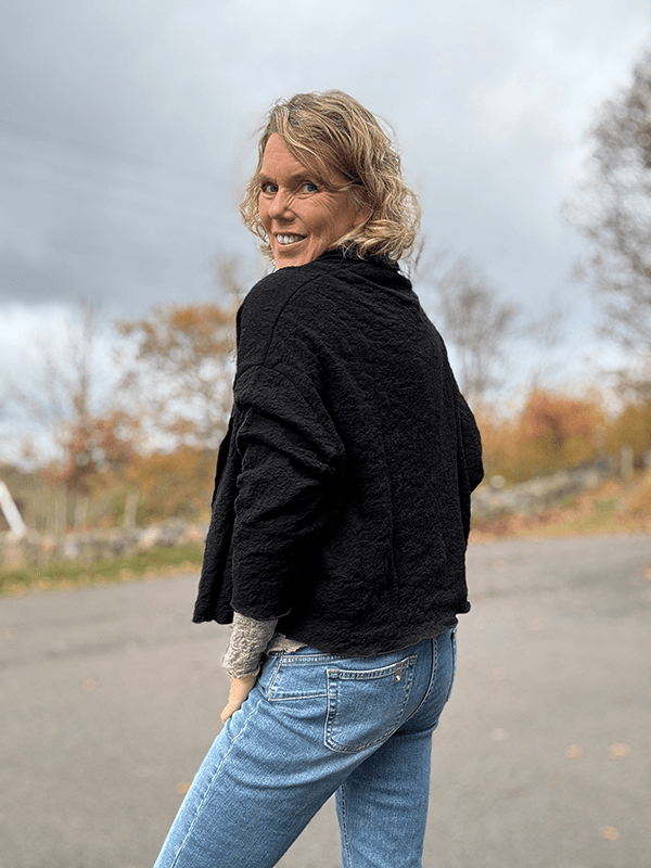 8503 Cardigan, Black, Bubble Wool