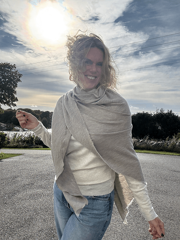 1063 Sjal Curling, Elephant Melange, Merino