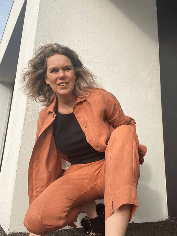 11003 Bukse Smal, Pecan Brown, Lin