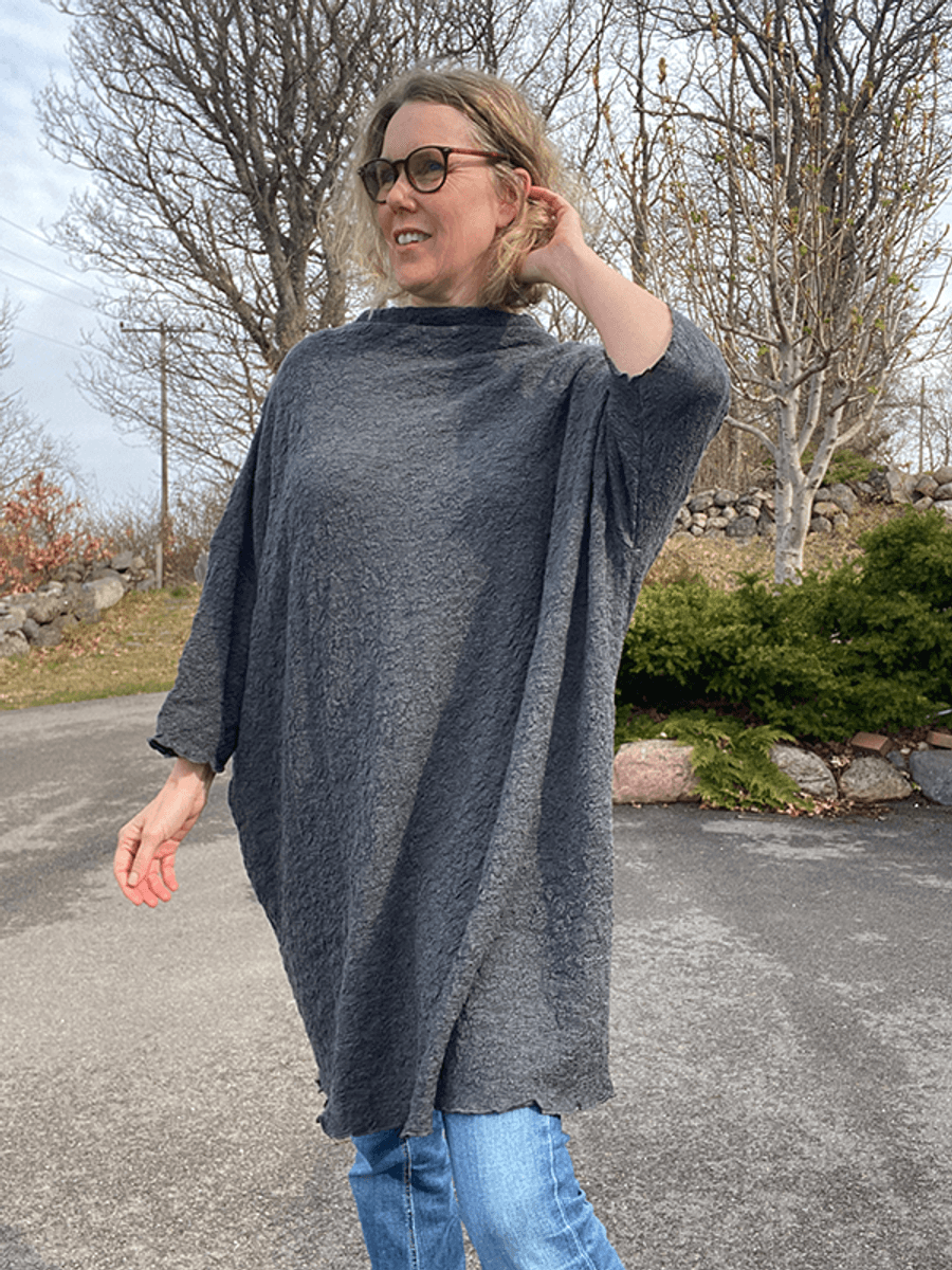 6501 GenserKjole, Bubble Wool, Anthrasite Melange