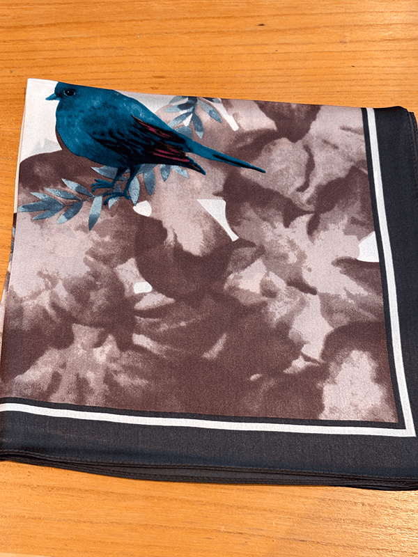 Silkeskjerf 53 cm, Love Birds, Brun