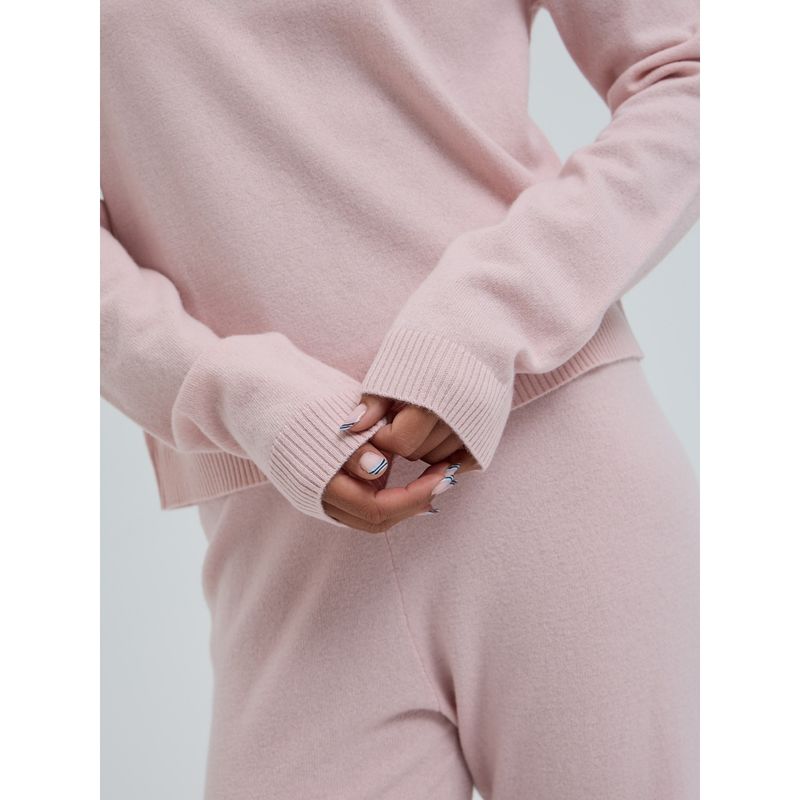 Wool Cashmere, Classic Crew Neck, Powder Pink, Merino / Cashmere
