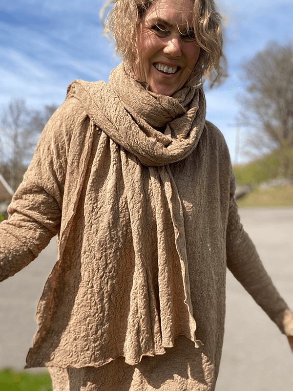 1503 Skjerf 58x200cm, Light Camel Melange, Bubble Wool