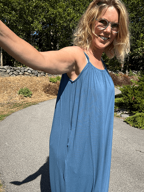 7622 Strap Dress, Denim Blue, Bamboo