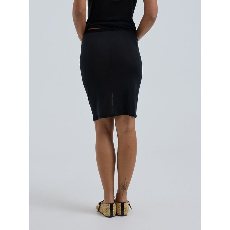 Silk Sporty Skirt, UnderSkjørt, Black, Silke
