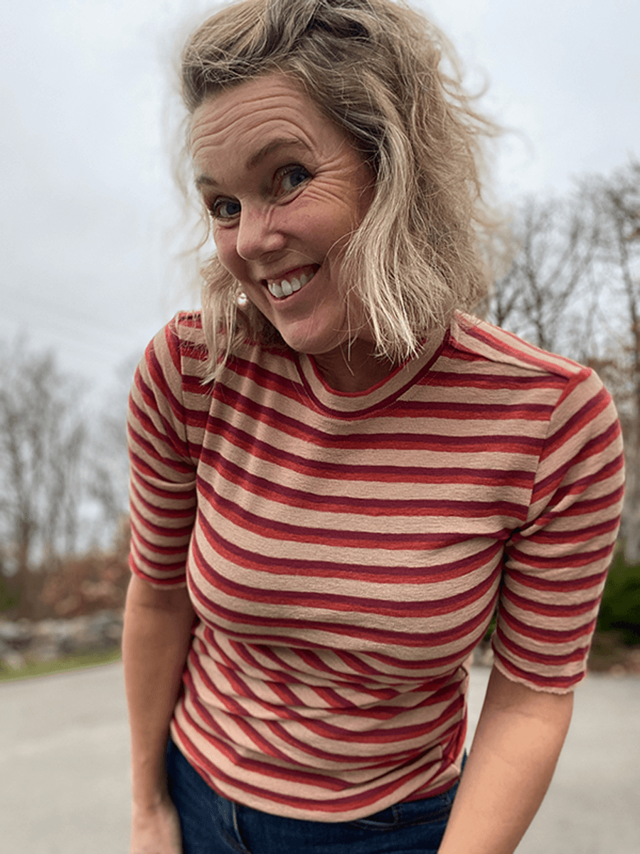 4056 T-Skjorte R Limited, Merino, Nude/Earth Red/Terracotta