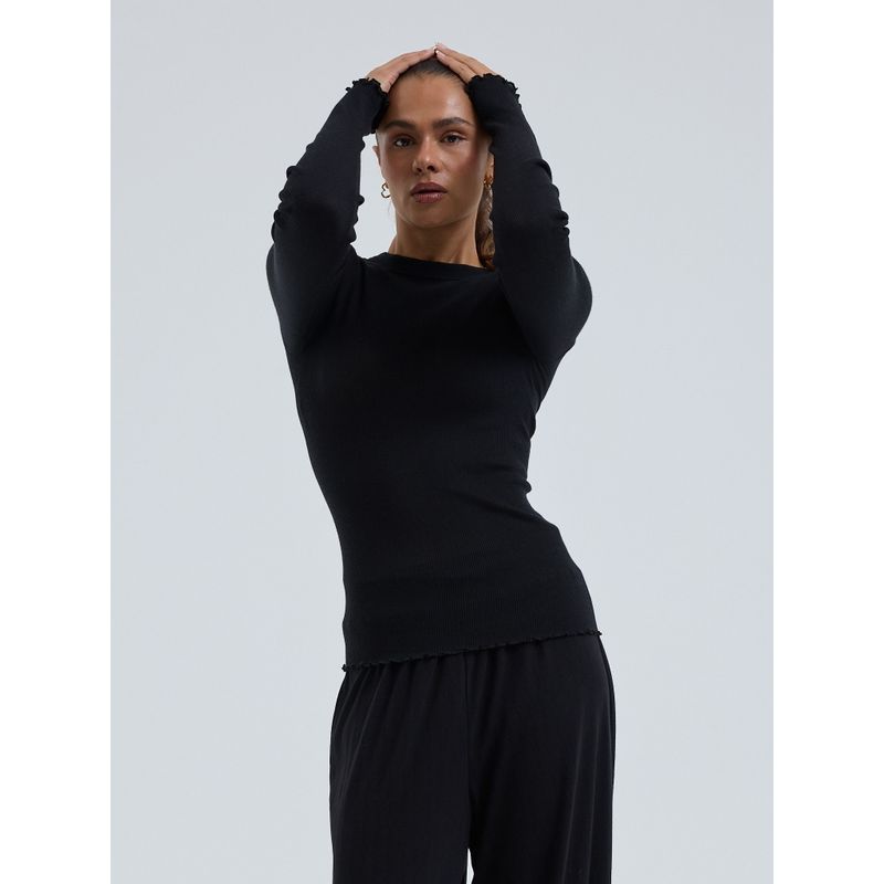 Wooly T-Genser, Black, Merino / Silke