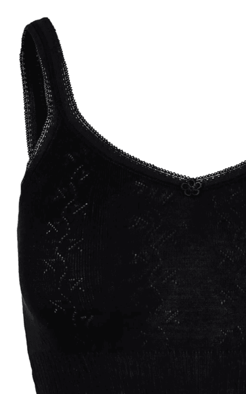 Vintage Lace Camisole Slip UnderKjole, Merino / Silke, Black