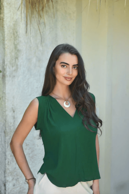 Venice Topp, Forest, Rayon Crinckle