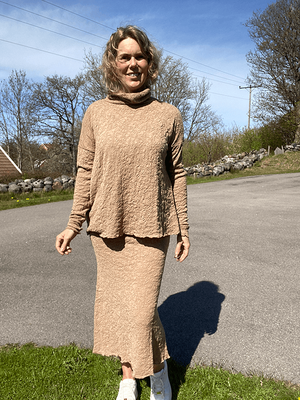 5503 Skjørt, Light Camel Melange, Bubble Wool