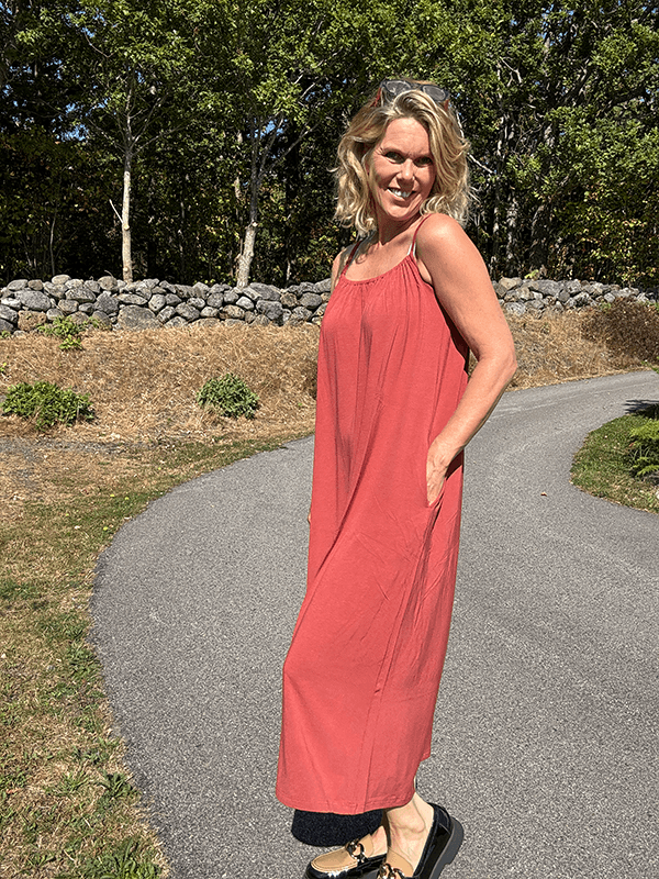 7622 Strap Dress, Tarracotta, Bamboo