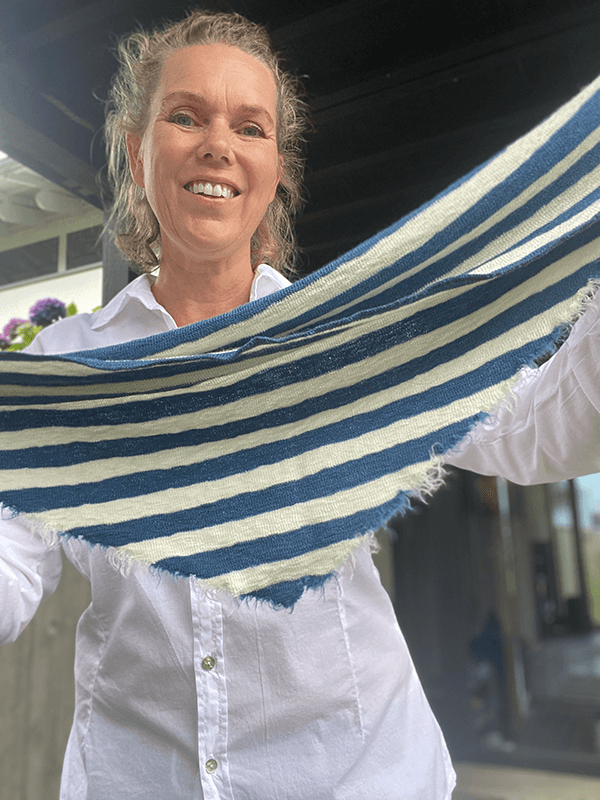 1040 TriangelSkjerf (S), Denim / Raw White, Merino