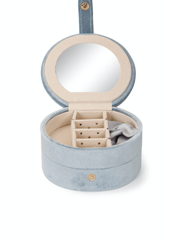 Smykkeskrin Medium Rundt, 2 etasjer, LyseBlå