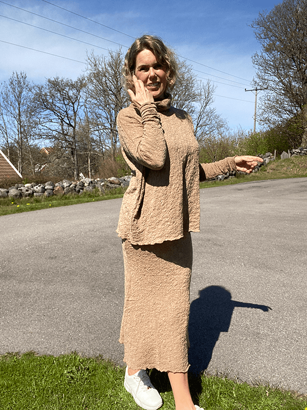 5503 Skjørt, Light Camel Melange, Bubble Wool