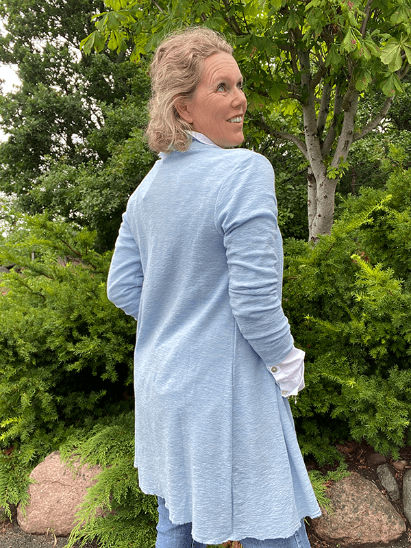 8003 Cardigan, Sky Blue Melange, Merino